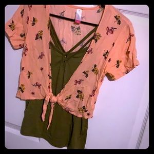 Shirt with crop top cover